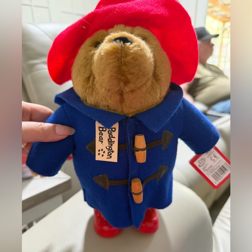Paddington Bear Plush Toy Blue Coat with wood buttons & Red Hat New With Tags